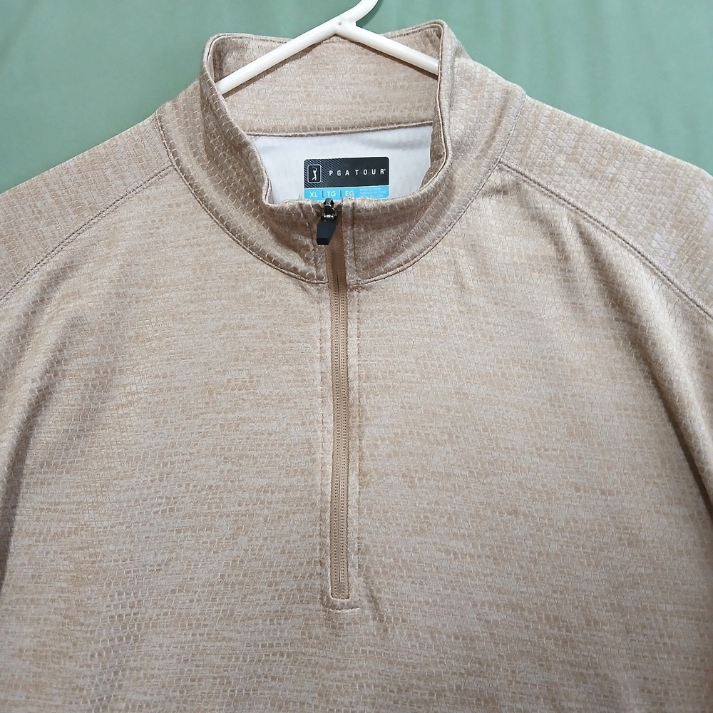 PGA TOUR Men's XL Gold Mock Neck 1/4 Zip Pullover Golf Sport Shirt Long Sleeve - Picture 4 of 16